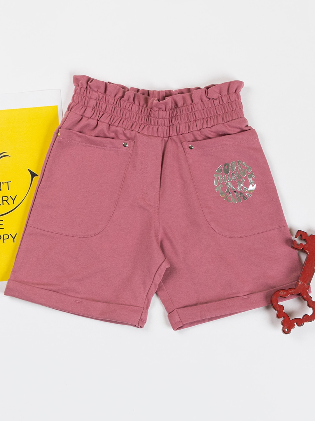 

PAMPOLINA Girls Mid-Rise Cotton Shorts, Pink