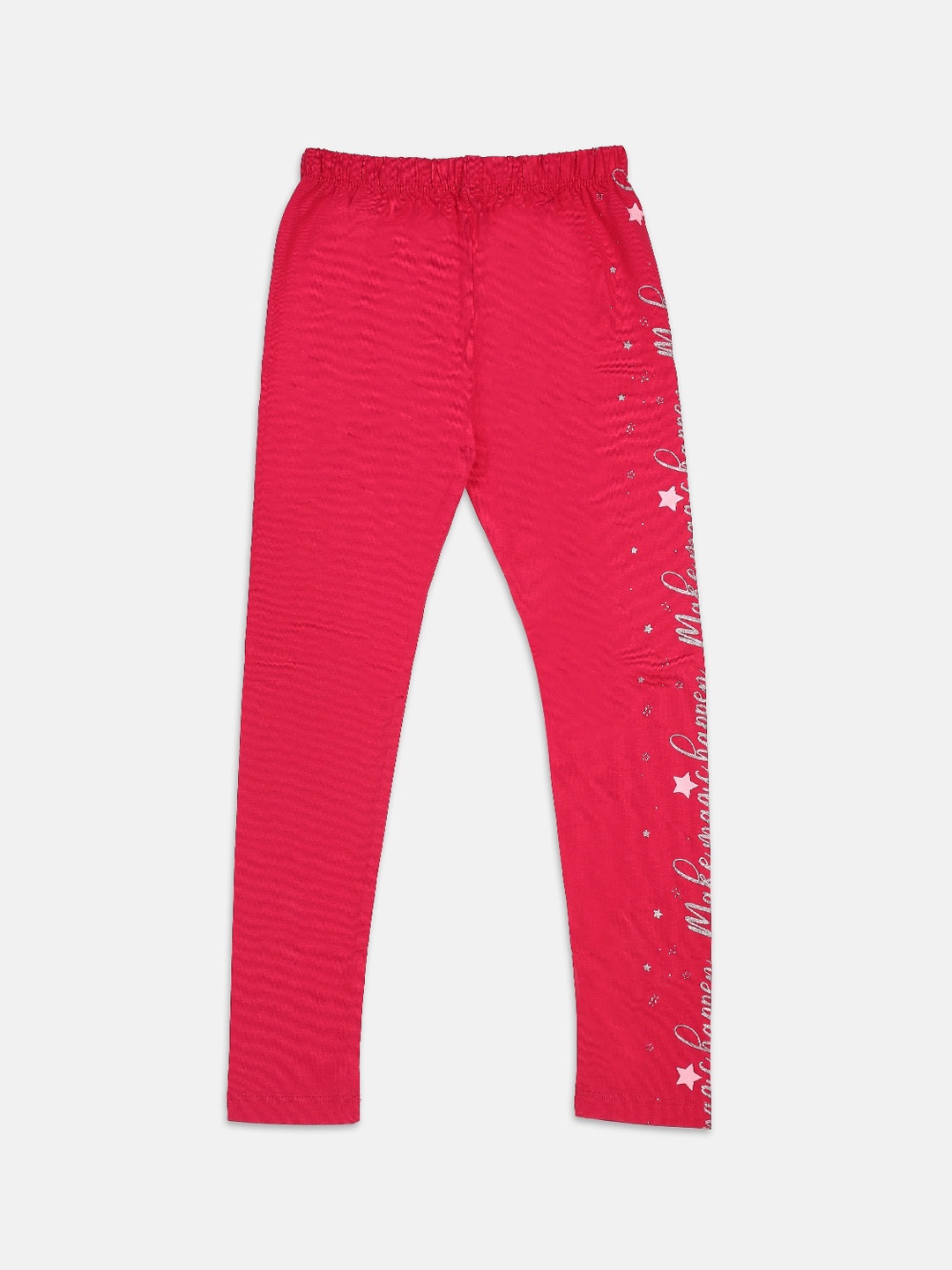 

PAMPOLINA Girls Typography Printed Cotton Track Pants, Pink