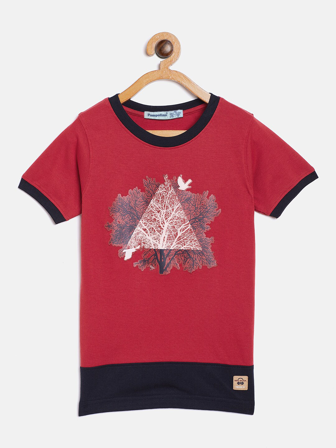

PAMPOLINA Boys Graphic Printed Cotton T-shirt, Red