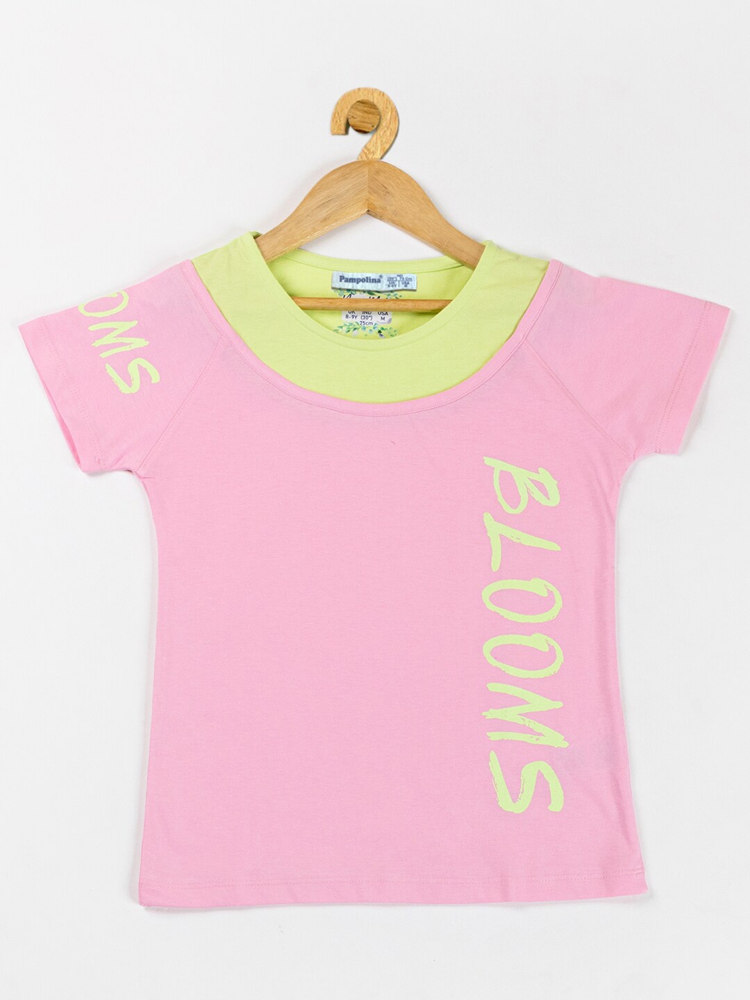 

PAMPOLINA Girls Typography Printed Cotton T-shirt, Pink