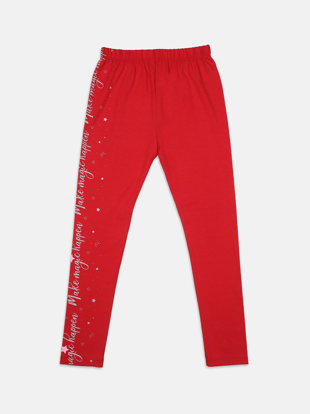 

PAMPOLINA Girls Mid-Rise Side Printed Cotton Track Pants, Red