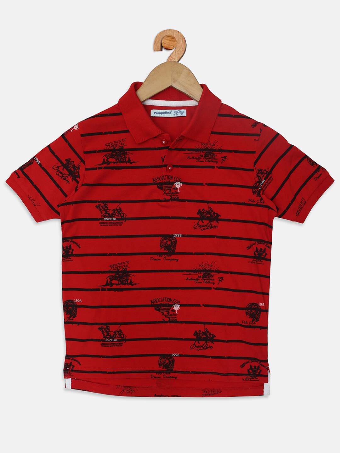 

PAMPOLINA Boys Striped Polo Collar Cotton T-shirt, Red
