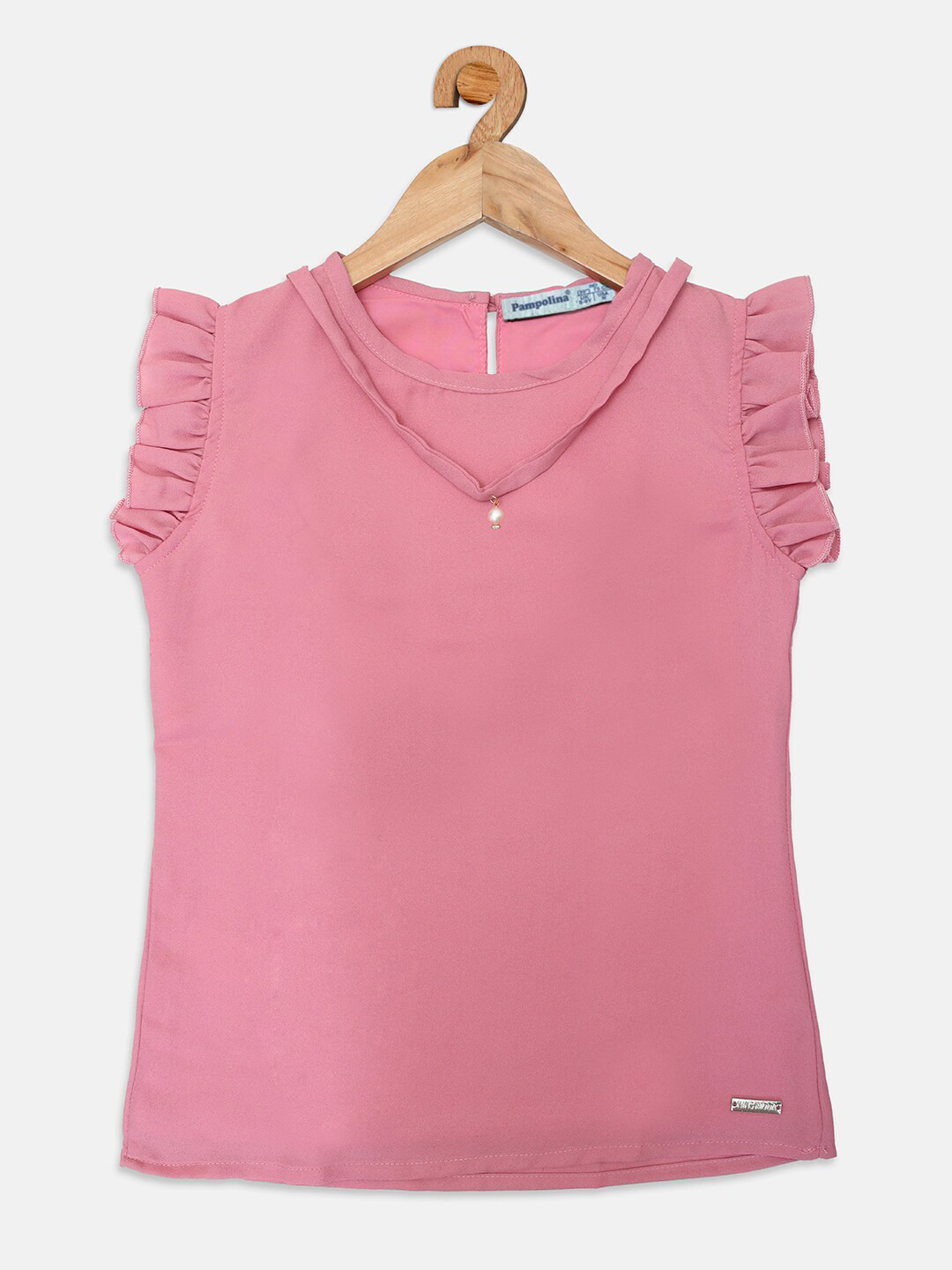 

PAMPOLINA Girls Flutter Sleeve Top, Pink