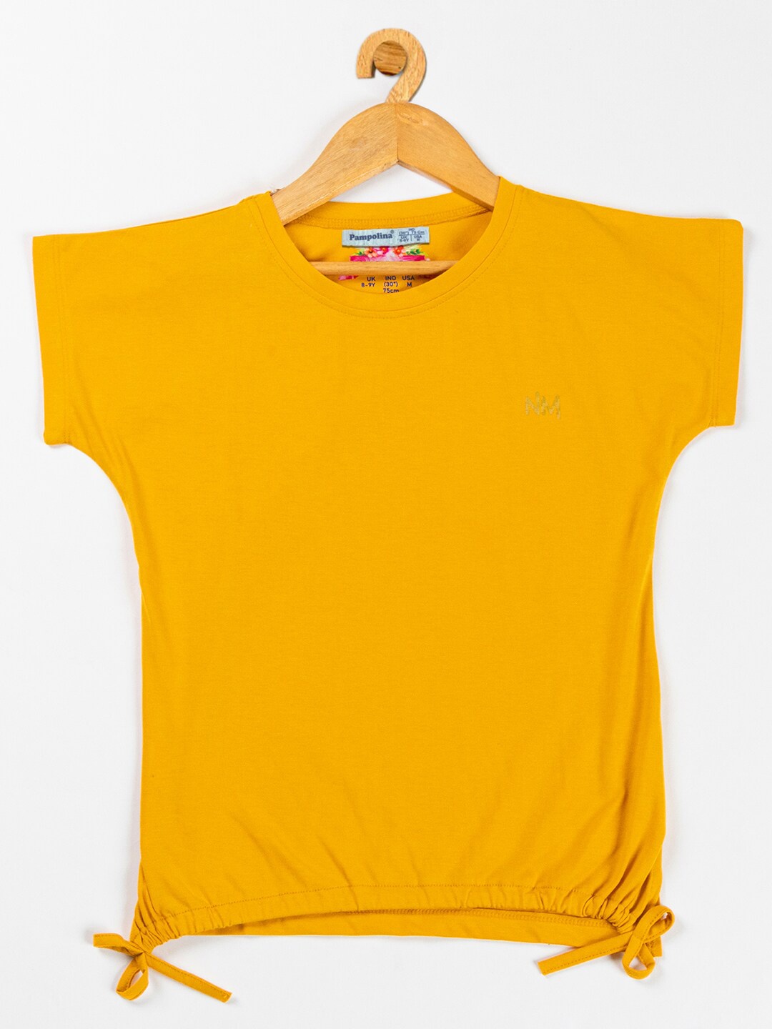 

PAMPOLINA Girls Extended Sleeves Cotton Top, Mustard