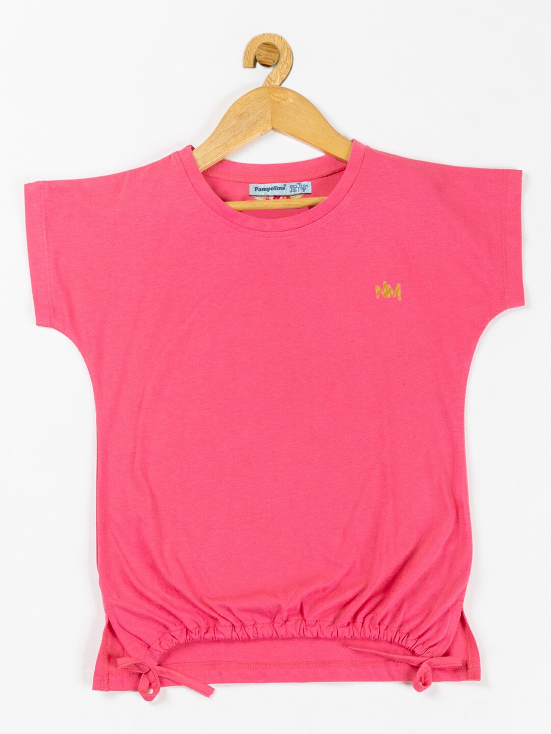 

PAMPOLINA Girls Round Neck Cotton Top, Pink