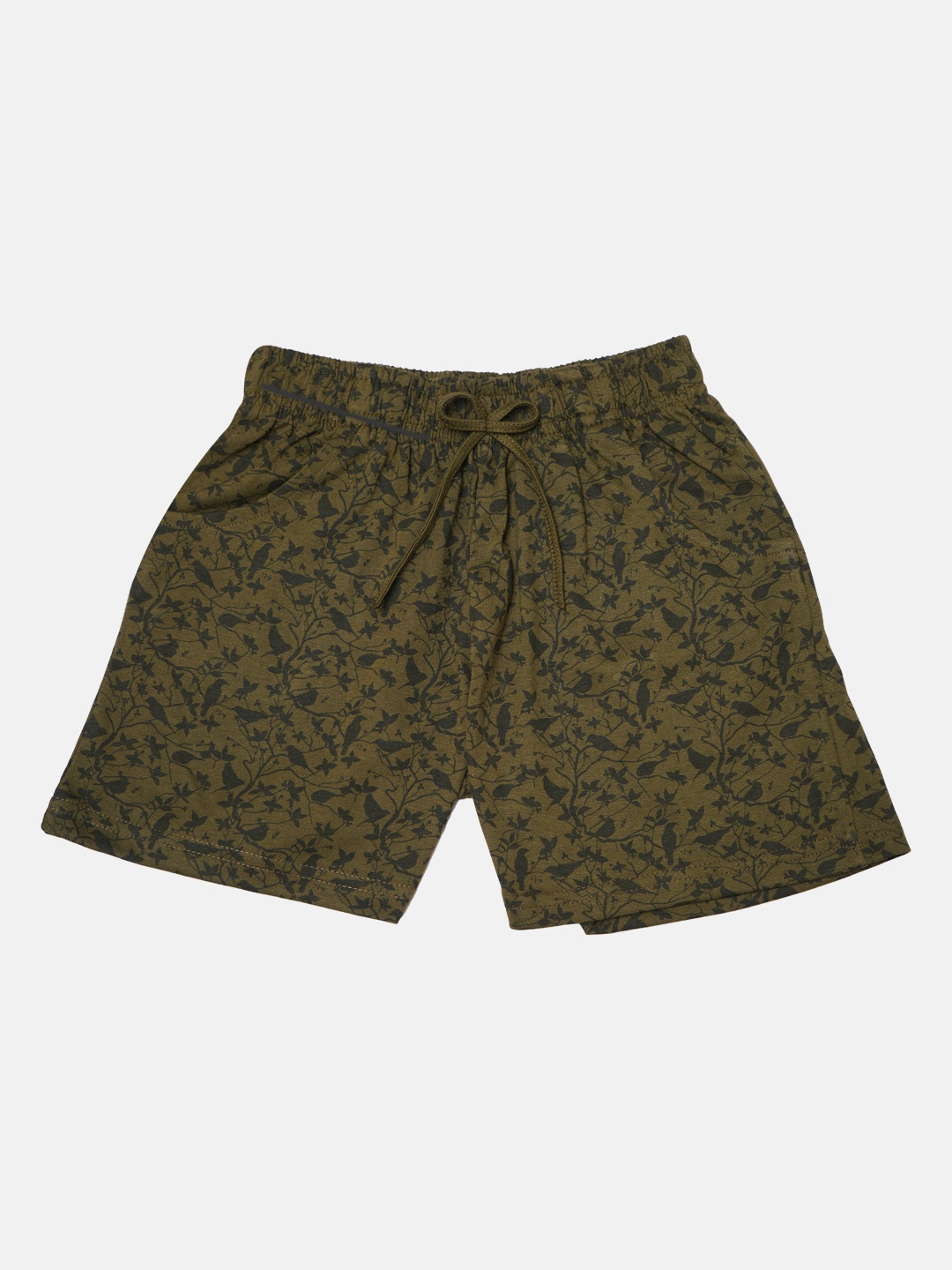 

PAMPOLINA Girls Floral Printed Regular Fit Shorts, Olive