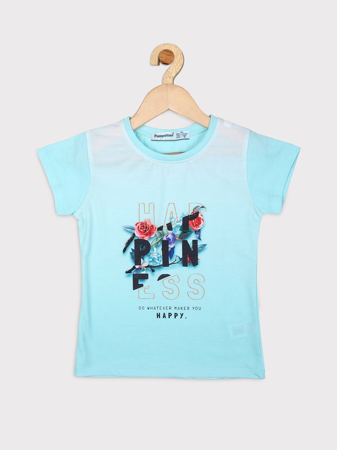 

PAMPOLINA Girls Graphic Printed Cotton T-Shirt, Blue