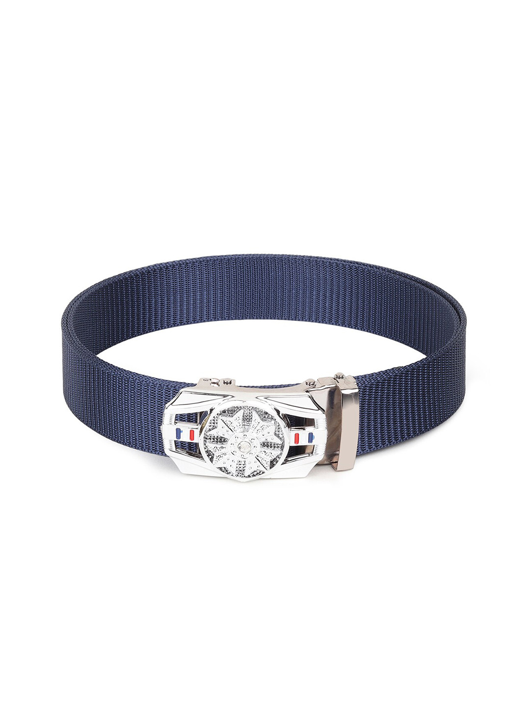 

HENEDA Men Textured Wide Belt Auto Lock Buckle, Navy blue