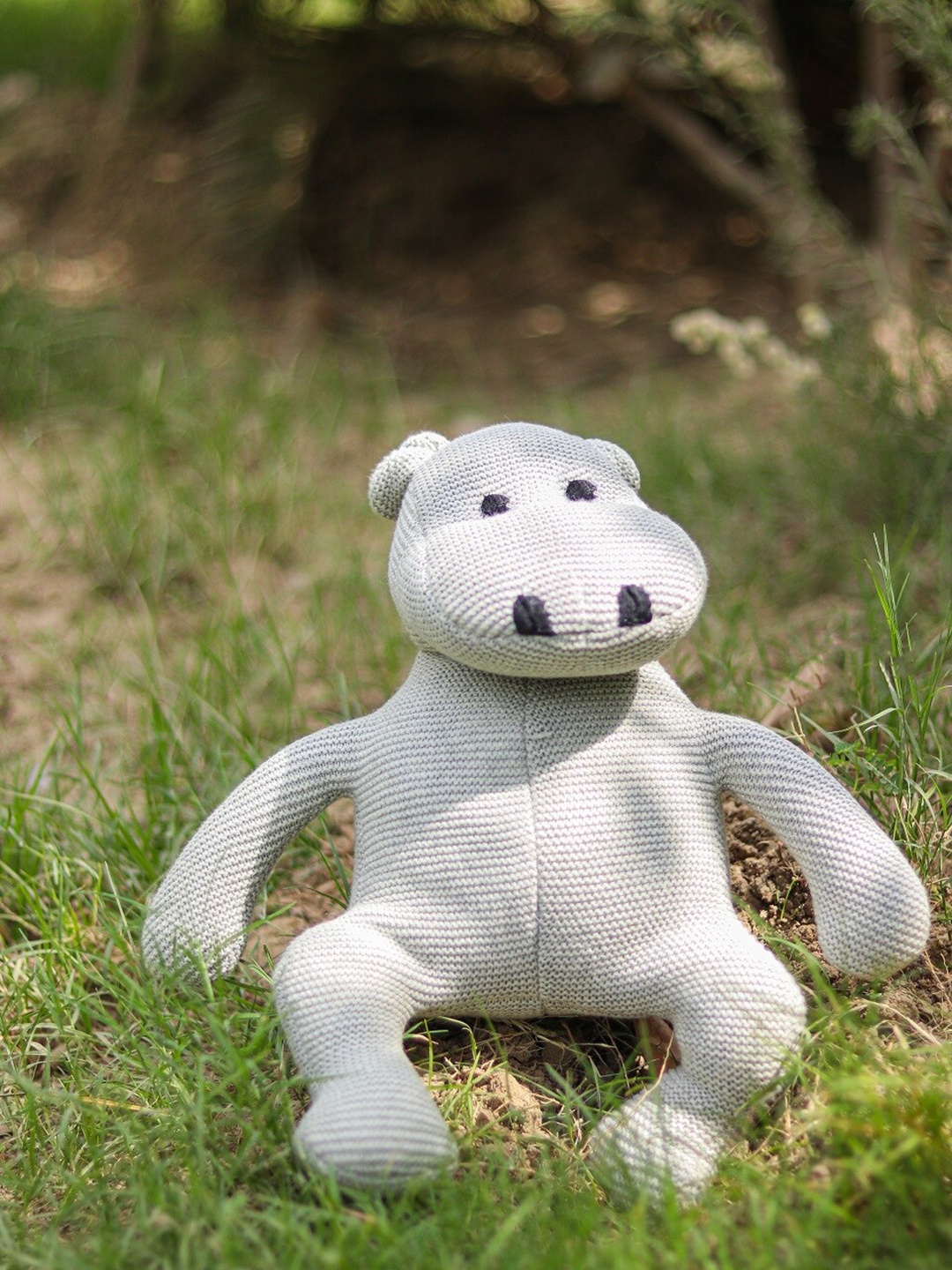 

Pluchi Kids Baby Hippo Stuffed Cotton Soft Toy, Grey melange