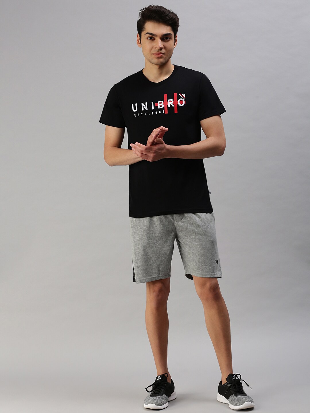 

Unibro Typography Printed Pure Cotton T-shirt with Shorts, Black