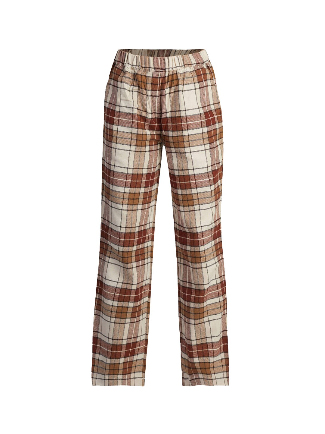 

Bonkers Corner Women Brown & Beige Straight Fit Cotton Plaid Flannel Trousers