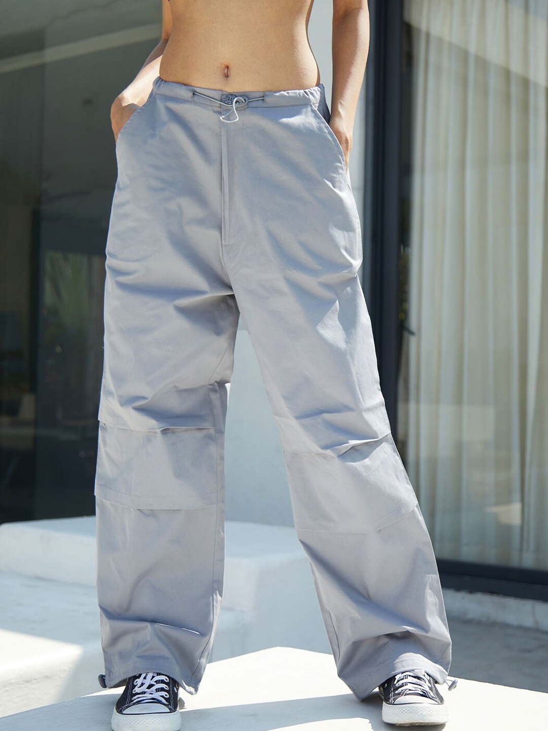 

Bonkers Corner Women Cotton Relaxed-Fit Parachute Pants, Grey