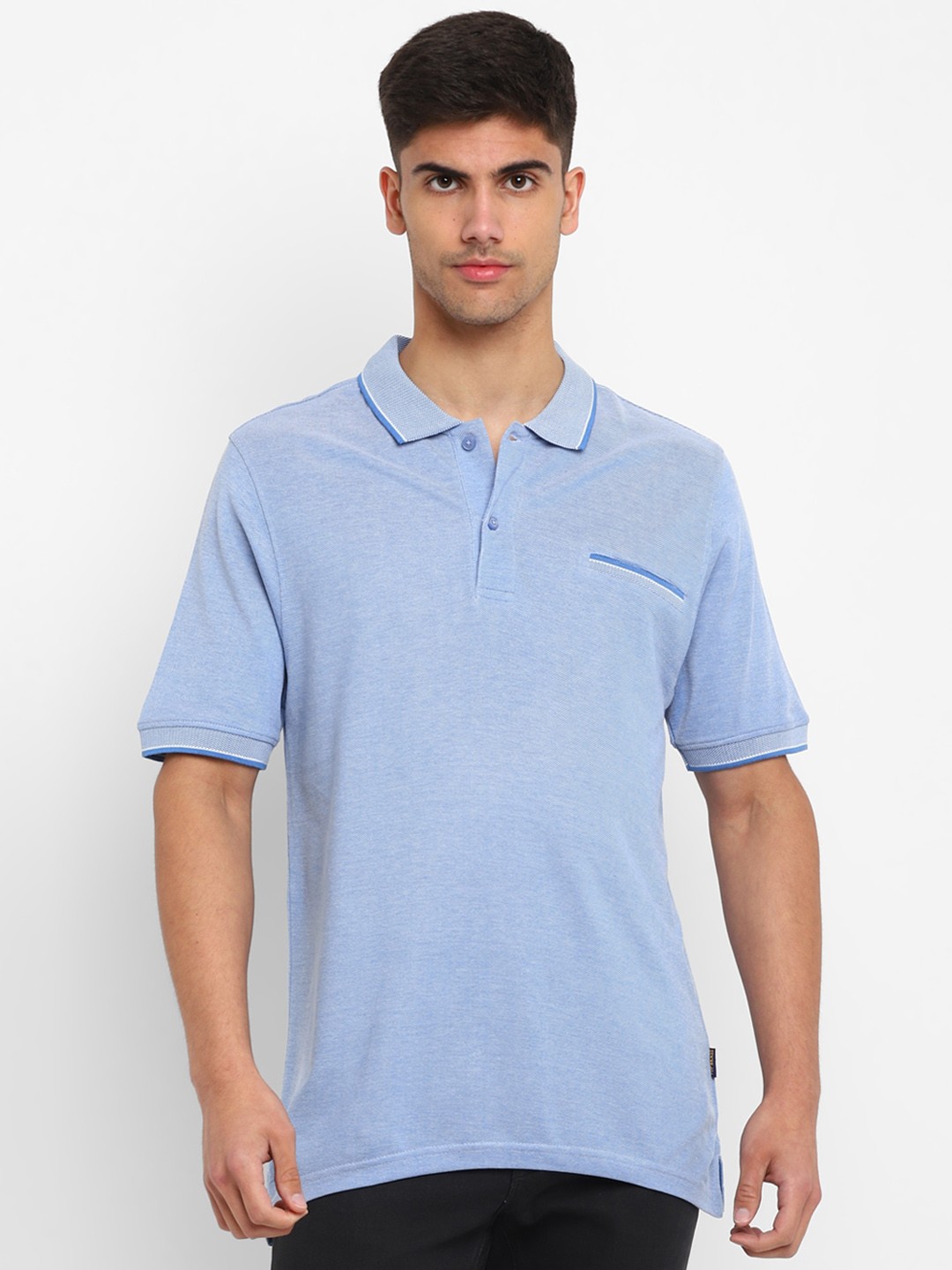 

TOP BRASS Polo Collar Cotton T-shirt, Blue