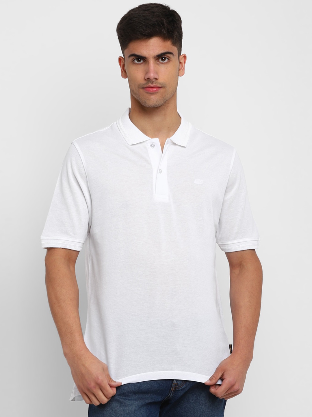 

TOP BRASS Polo Collar Cotton T-shirt, White