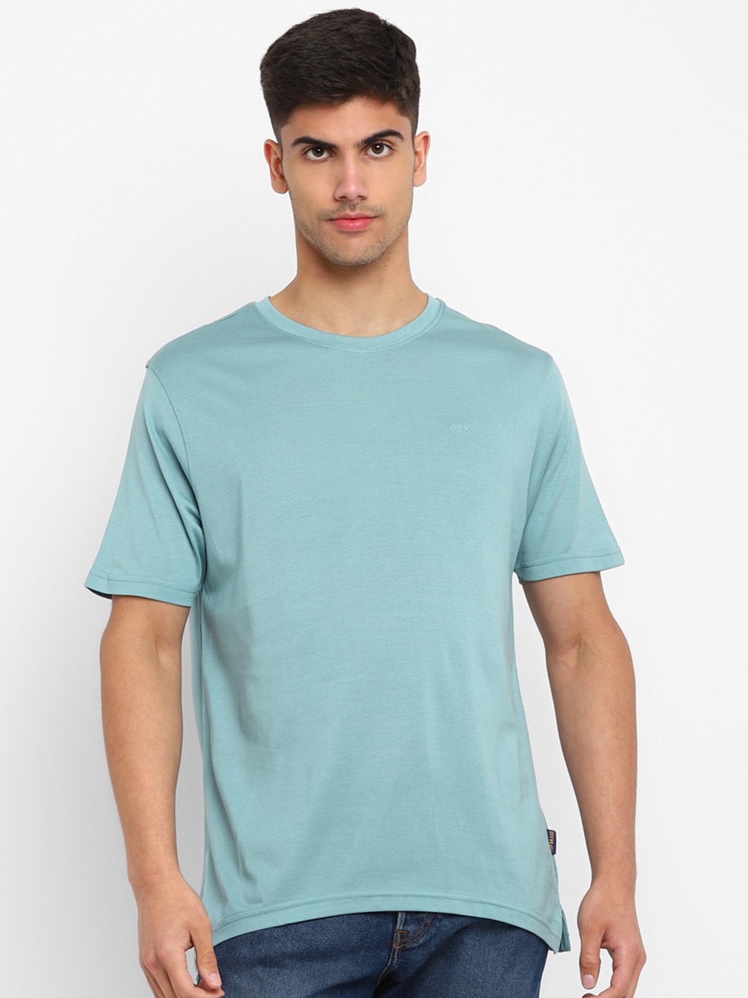 

TOP BRASS Round Neck Short Sleeve Cotton T-shirt, Green