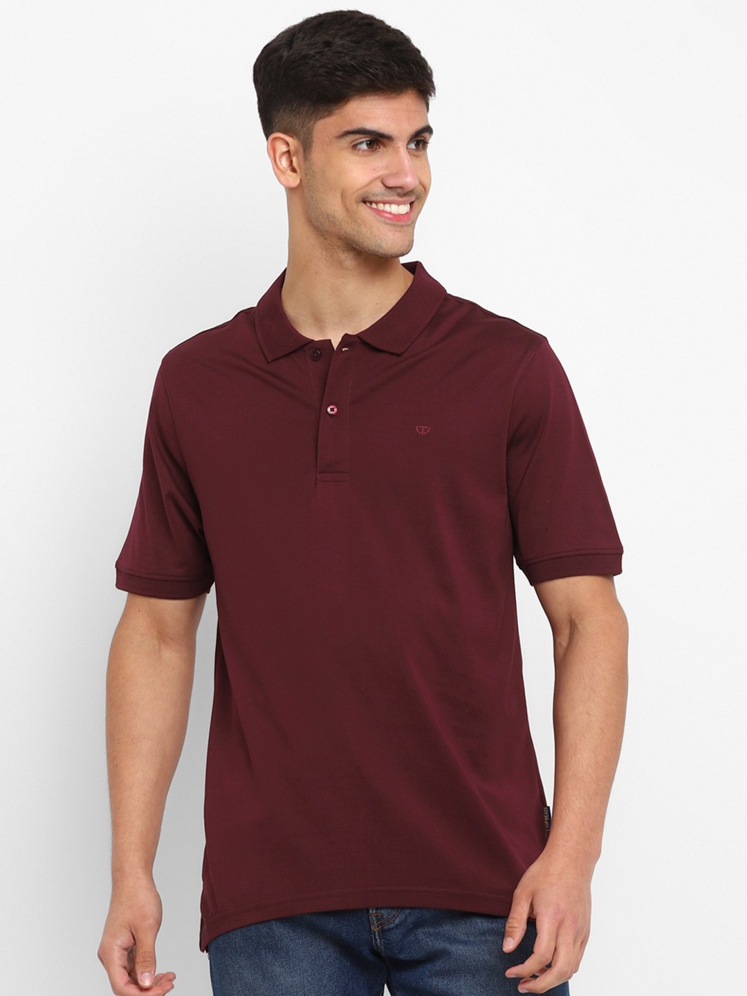 

TOP BRASS Polo Collar Cotton T-shirt, Maroon