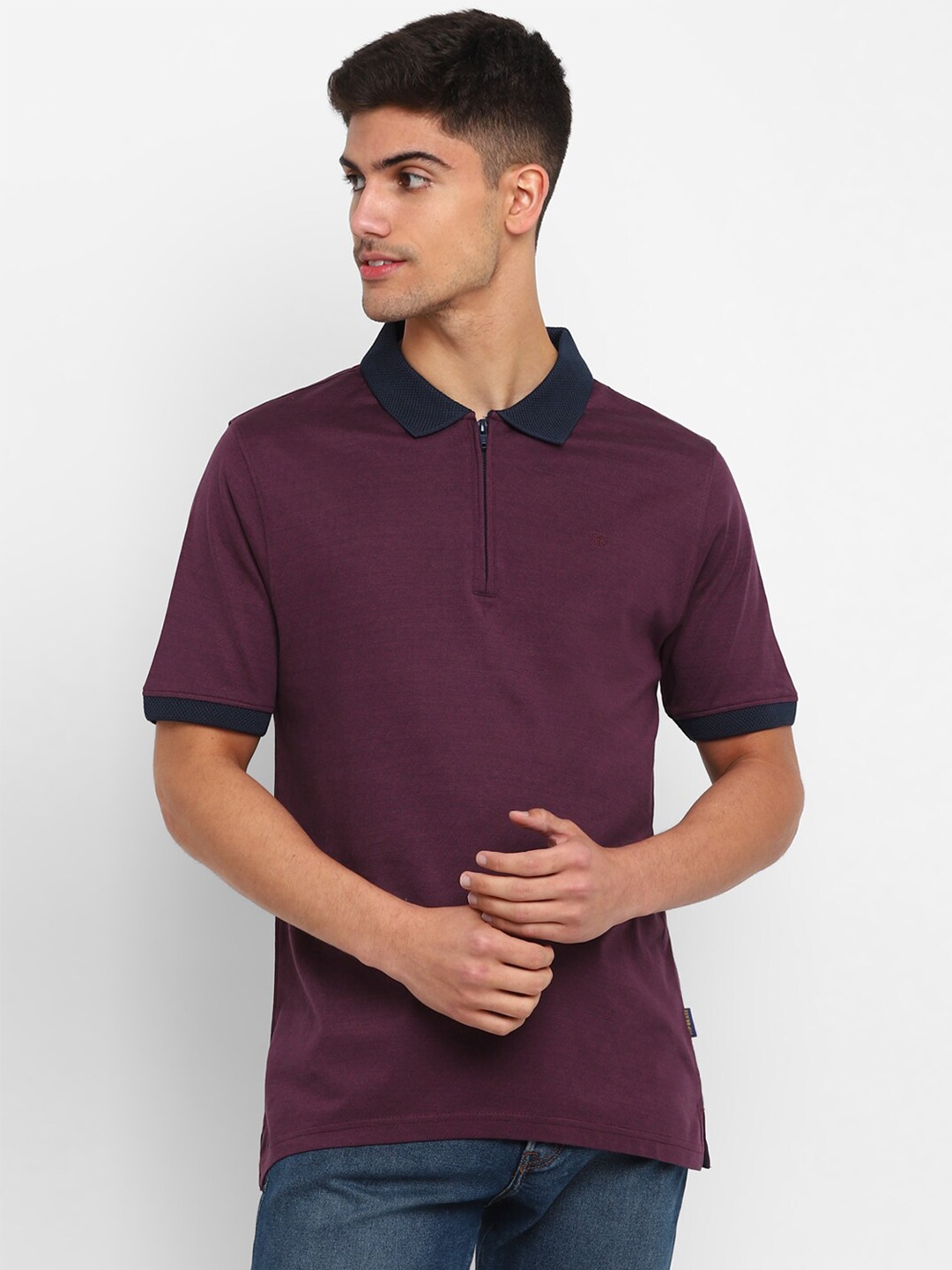 

TOP BRASS Polo Collar Cotton T-shirt, Purple