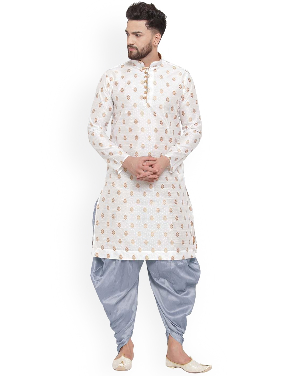 

Larwa Men White Ethnic Motifs Regular Kurta with Salwar