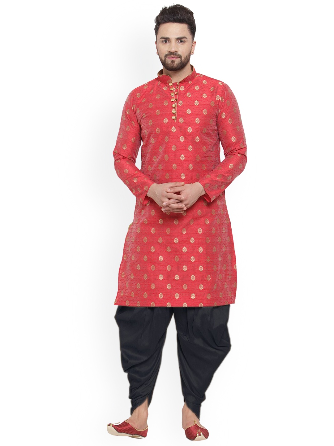 

Larwa Ethnic Motifs Woven Design Kurta with Dhoti Pants, Maroon