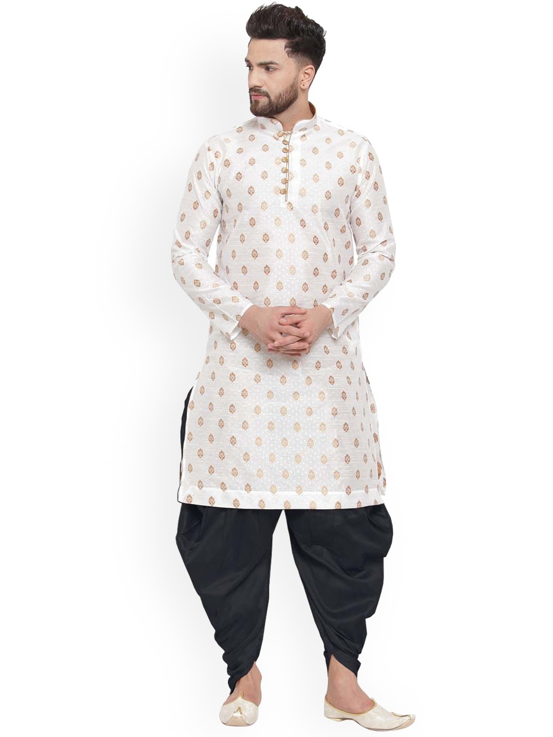 

Larwa Ethnic Motifs Woven Design Kurta with Dhoti Pants, White