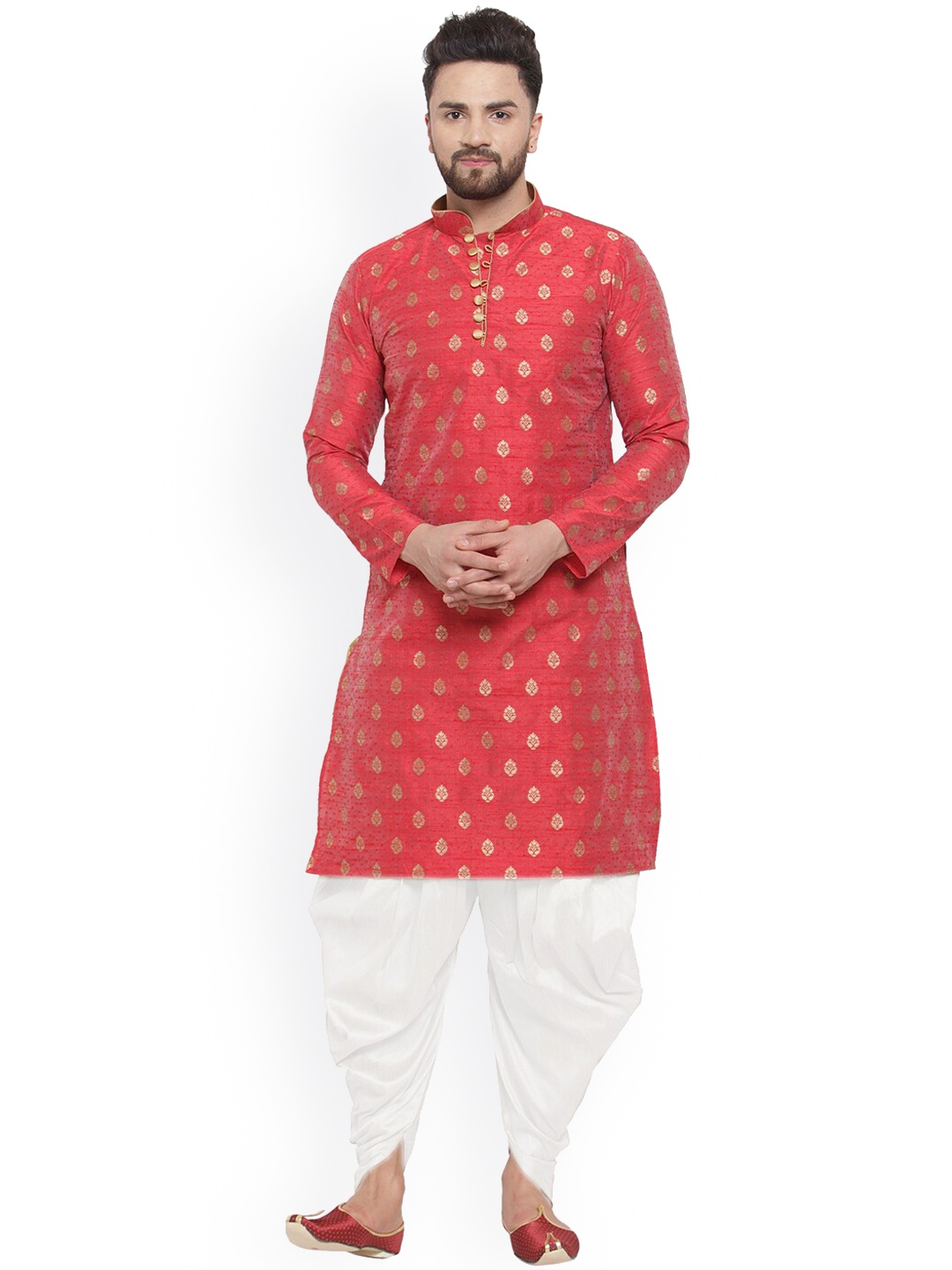 

Larwa Ethnic Motifs Woven Design Kurta with Dhoti Pants, Maroon