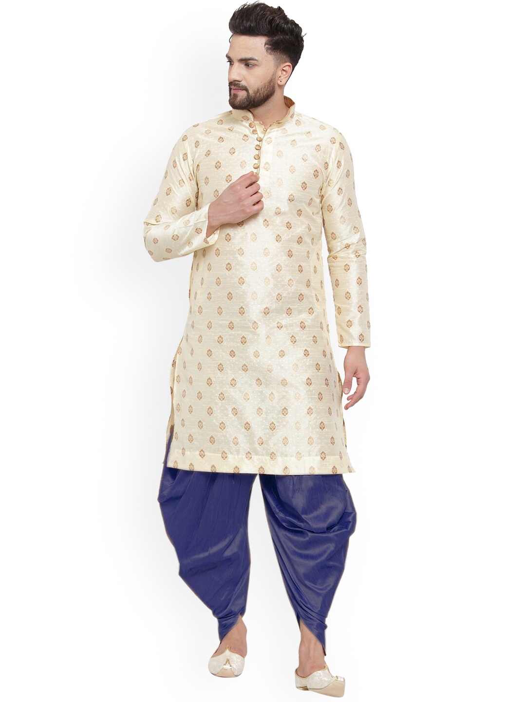 

Larwa Ethnic Motifs Woven Design Kurta with Dhoti Pants, Beige