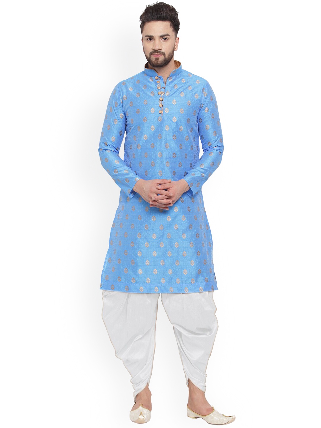 

Larwa Ethnic Motifs Woven Design Kurta with Dhoti Pants, Blue