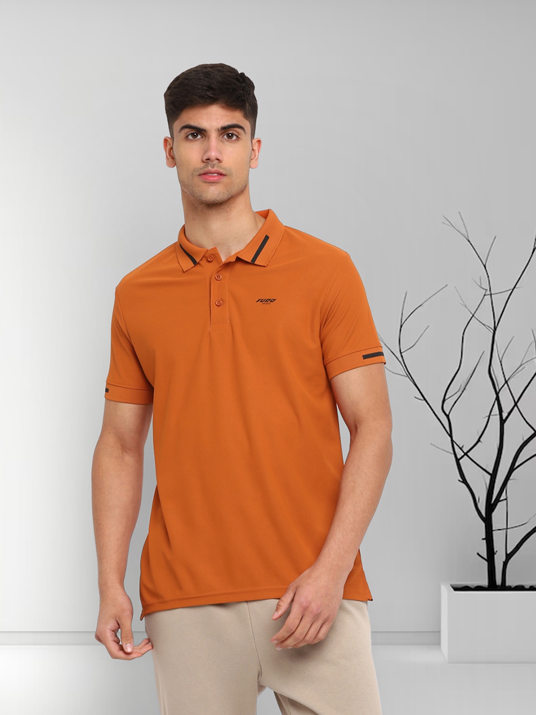 

FURO by Red Chief Polo Collar Training Or Gym T-Shirt, Orange