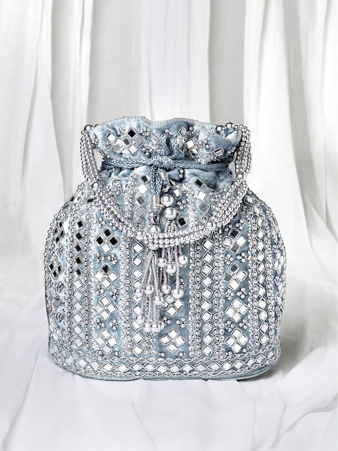 

Peora Embellished Potli Clutch, Grey