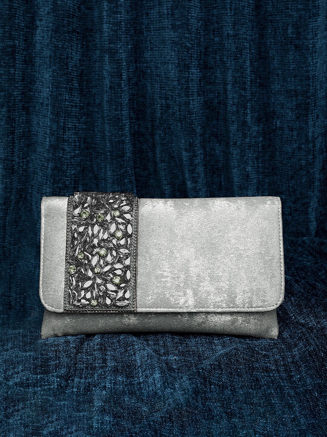 

Peora Embellished Envelope Clutch With Shoulder Strap, Grey