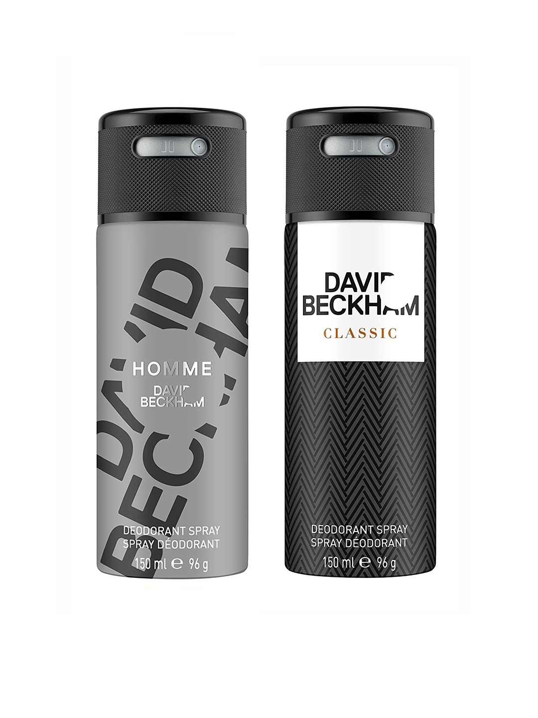 

DAVID BECKHAM Men Pack of 2 Homme & Classic Deodorant Sprays, Black