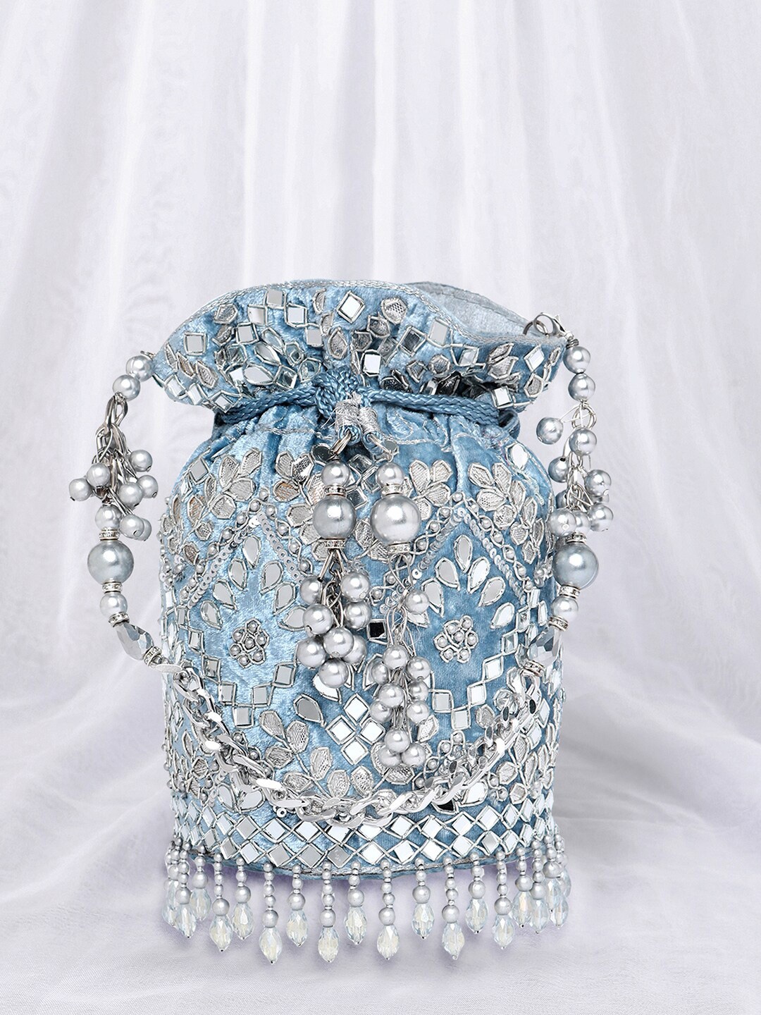 

Peora Embellished Potli Clutch, Blue