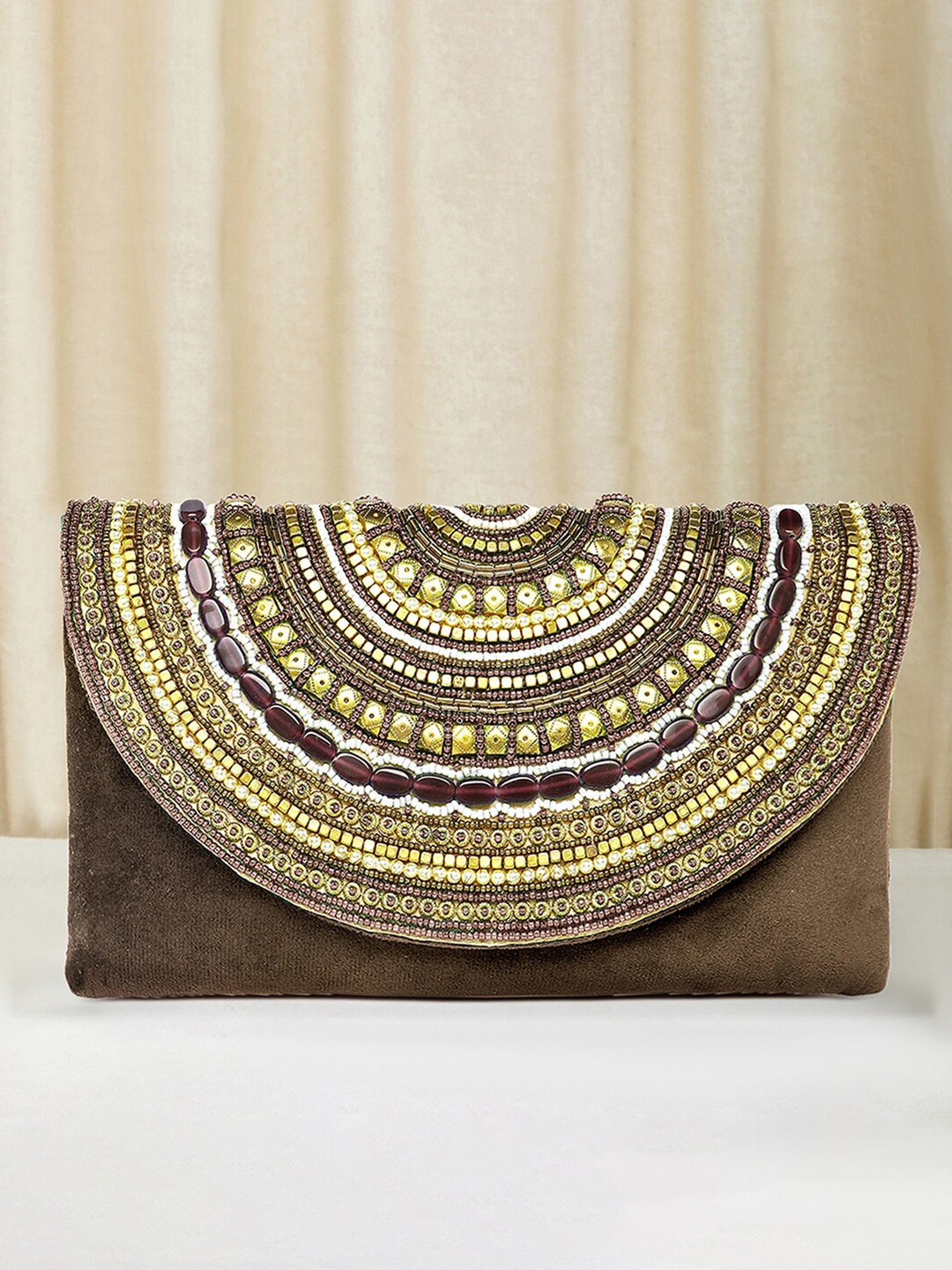 

Peora Embellished Purse Clutch With Shoulder Strap, Brown