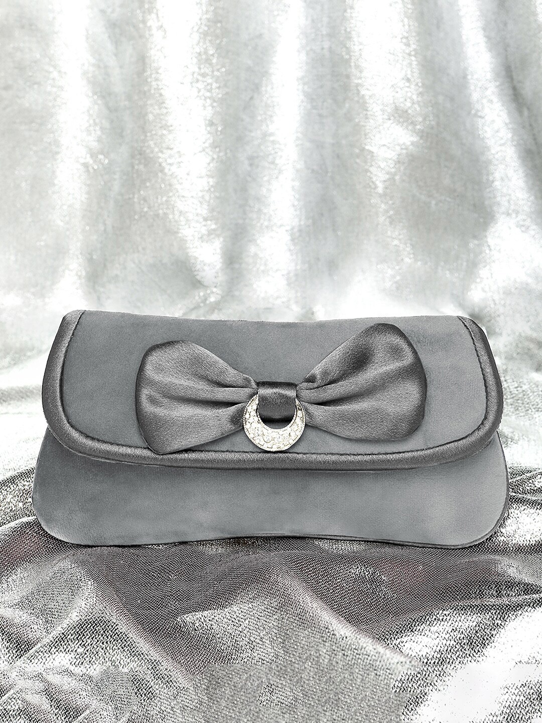 

Peora Bow Detail Purse Clutch With Shoulder Strap, Grey