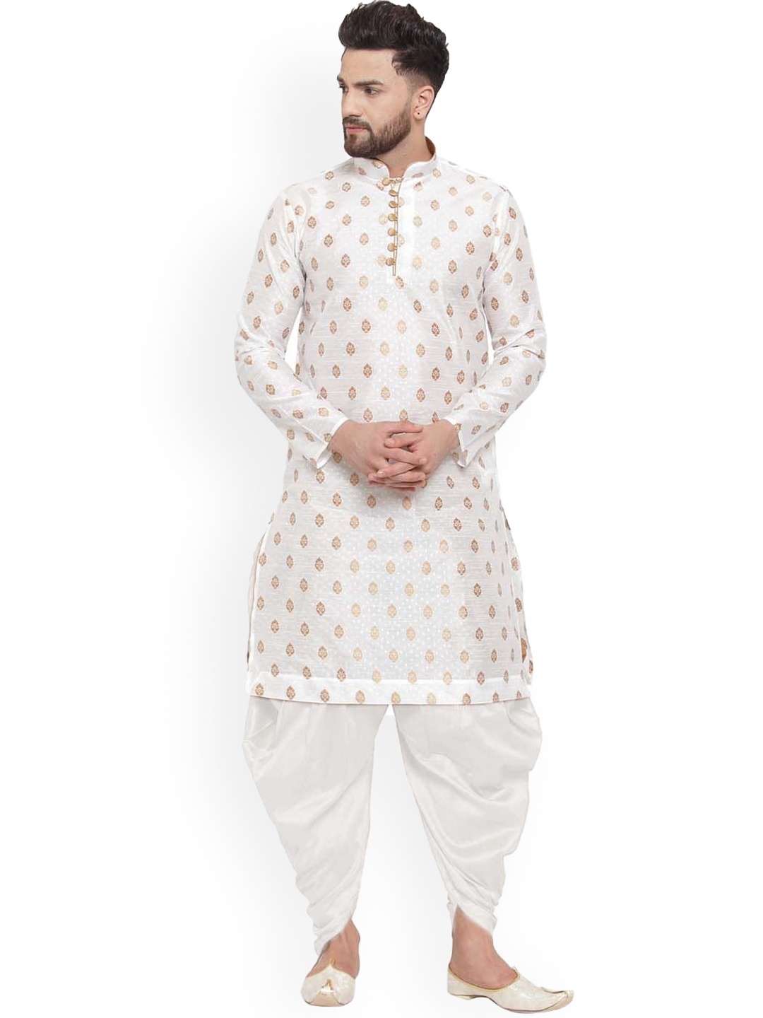 

Larwa Ethnic Motifs Woven Design Kurta with Dhoti Pants, White