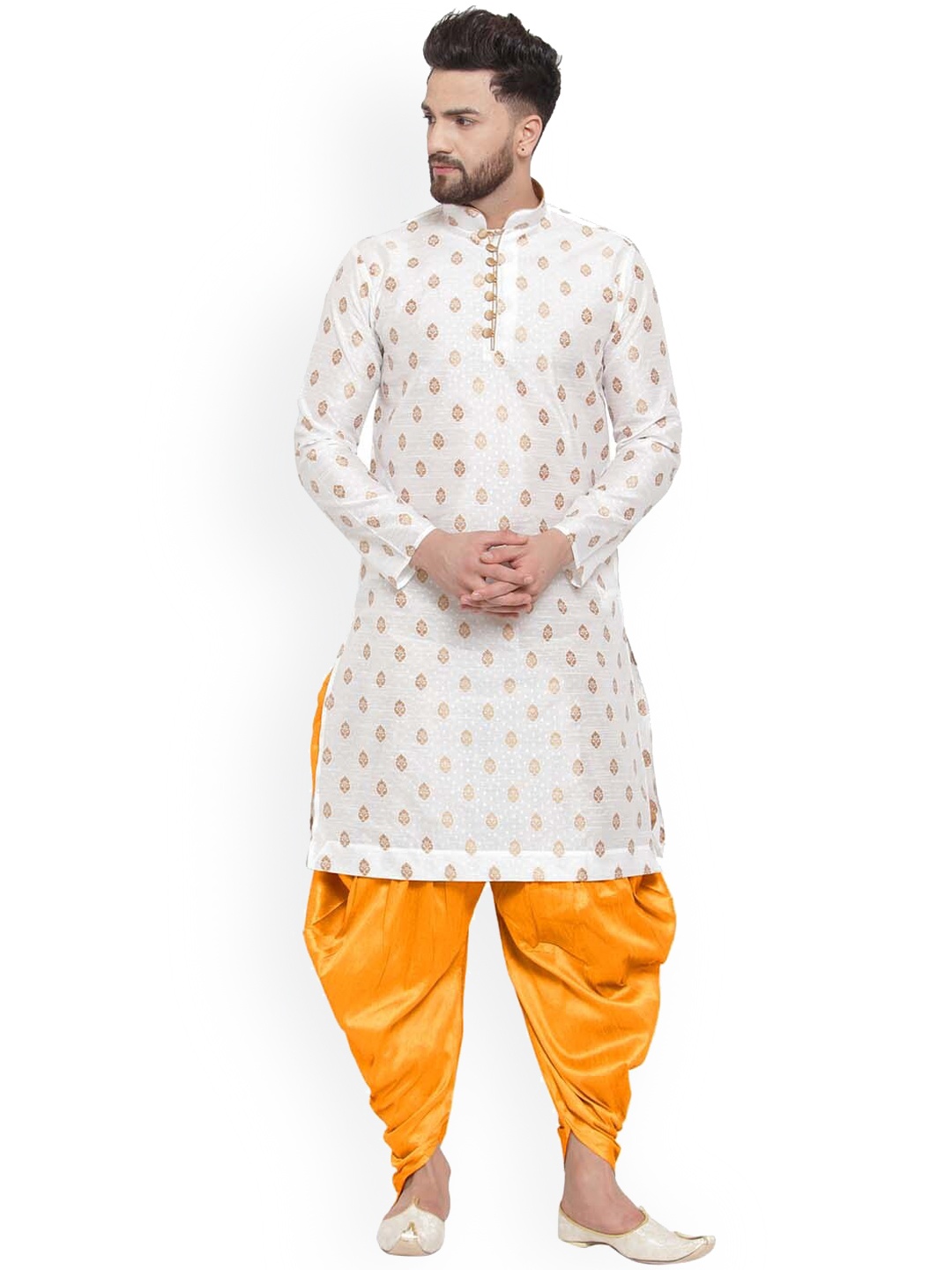 

Larwa Ethnic Motifs Woven Design Kurta with Dhoti Pants, White