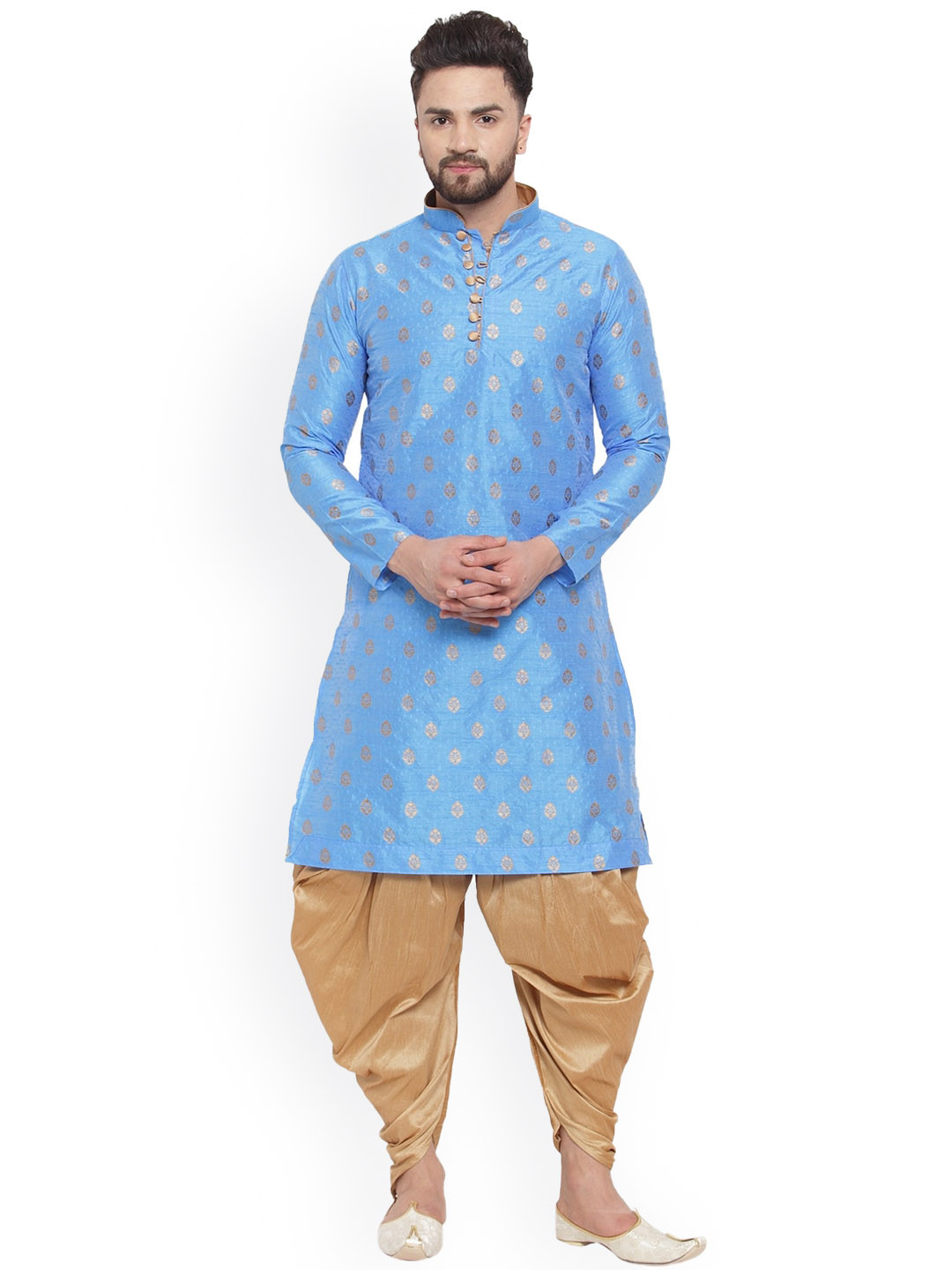 

Larwa Ethnic Motifs Woven Design Kurta with Dhoti Pants, Blue