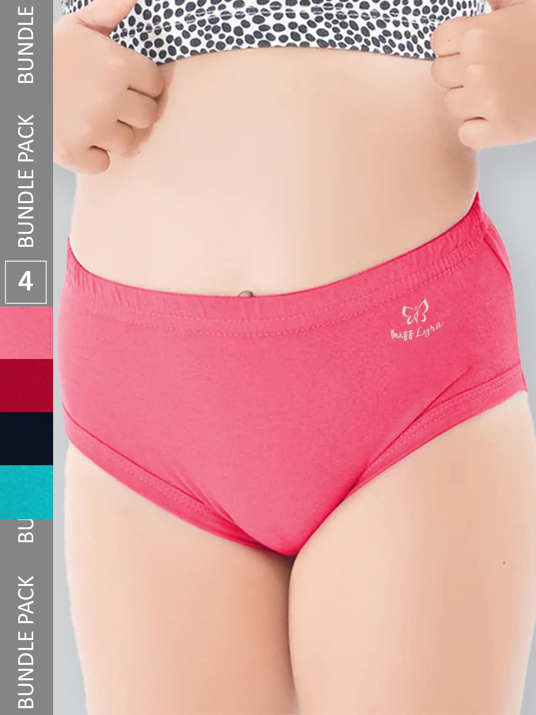 

LYRA Girls Pack Of 3 Assorted Cotton Hipster Briefs