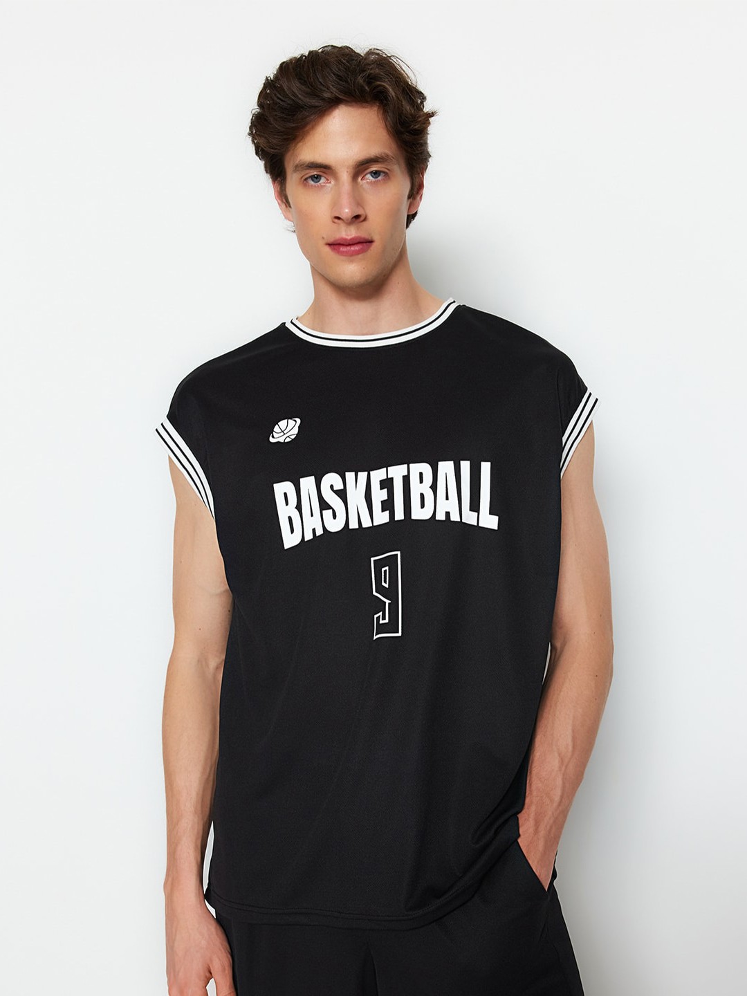 

Trendyol Typography Printed Varsity T-Shirt, Black