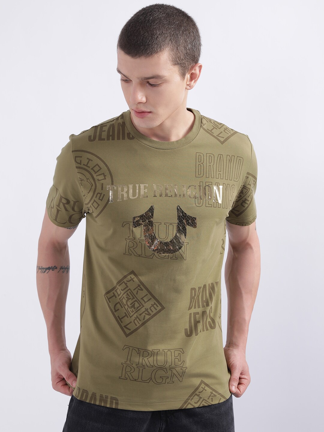 

True Religion Graphic Printed Short Sleeves T-shirt, Olive
