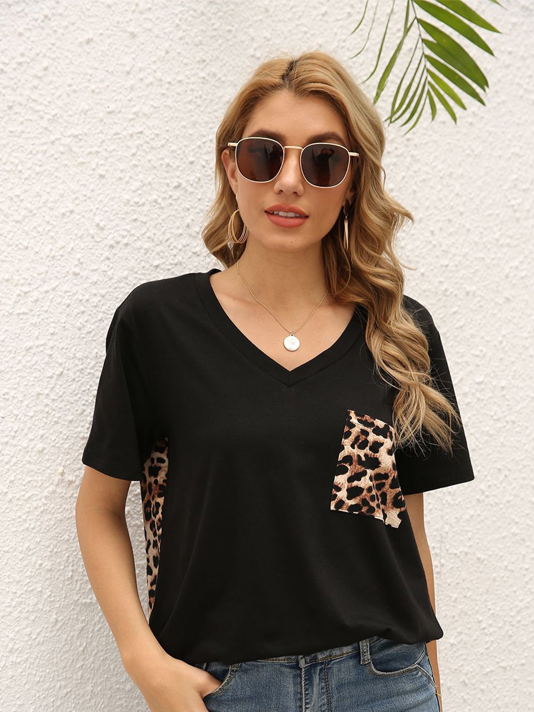 

BoStreet Black Animal Printed Top