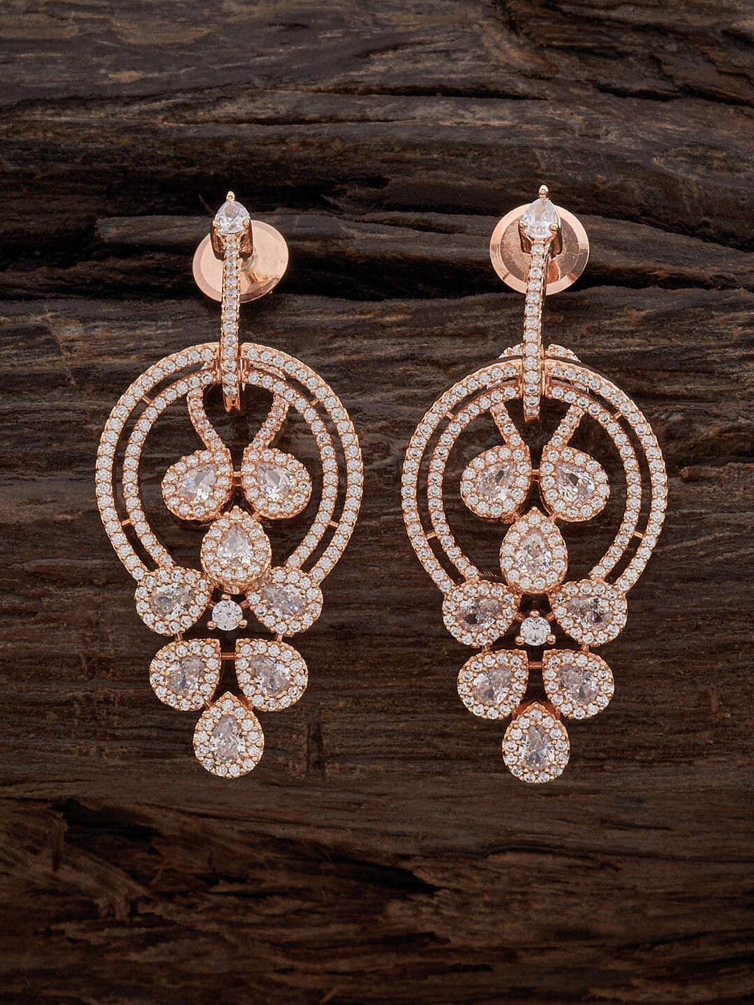 

Kushal's Fashion Jewellery Rose-Gold Plated Contemporary Drop Earrings, White