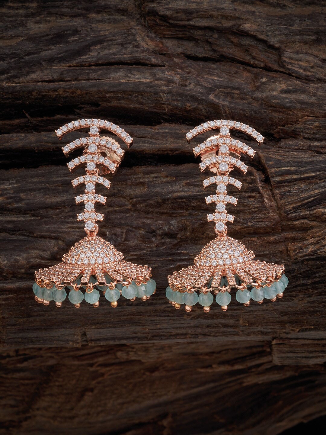 

Kushal's Fashion Jewellery Rose Gold-Plated Classic Drop Earrings, Sea green