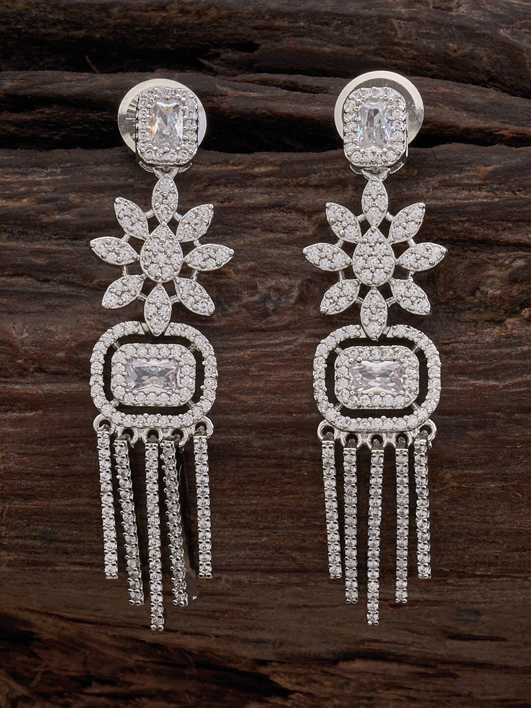 

Kushal's Fashion Jewellery Rose-Plated Contemporary Drop Earrings, Silver