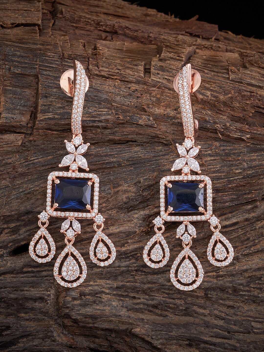 

Kushal's Fashion Jewellery Rose Gold-Plated Teardrop Designed & Zircon Dropped Earrings