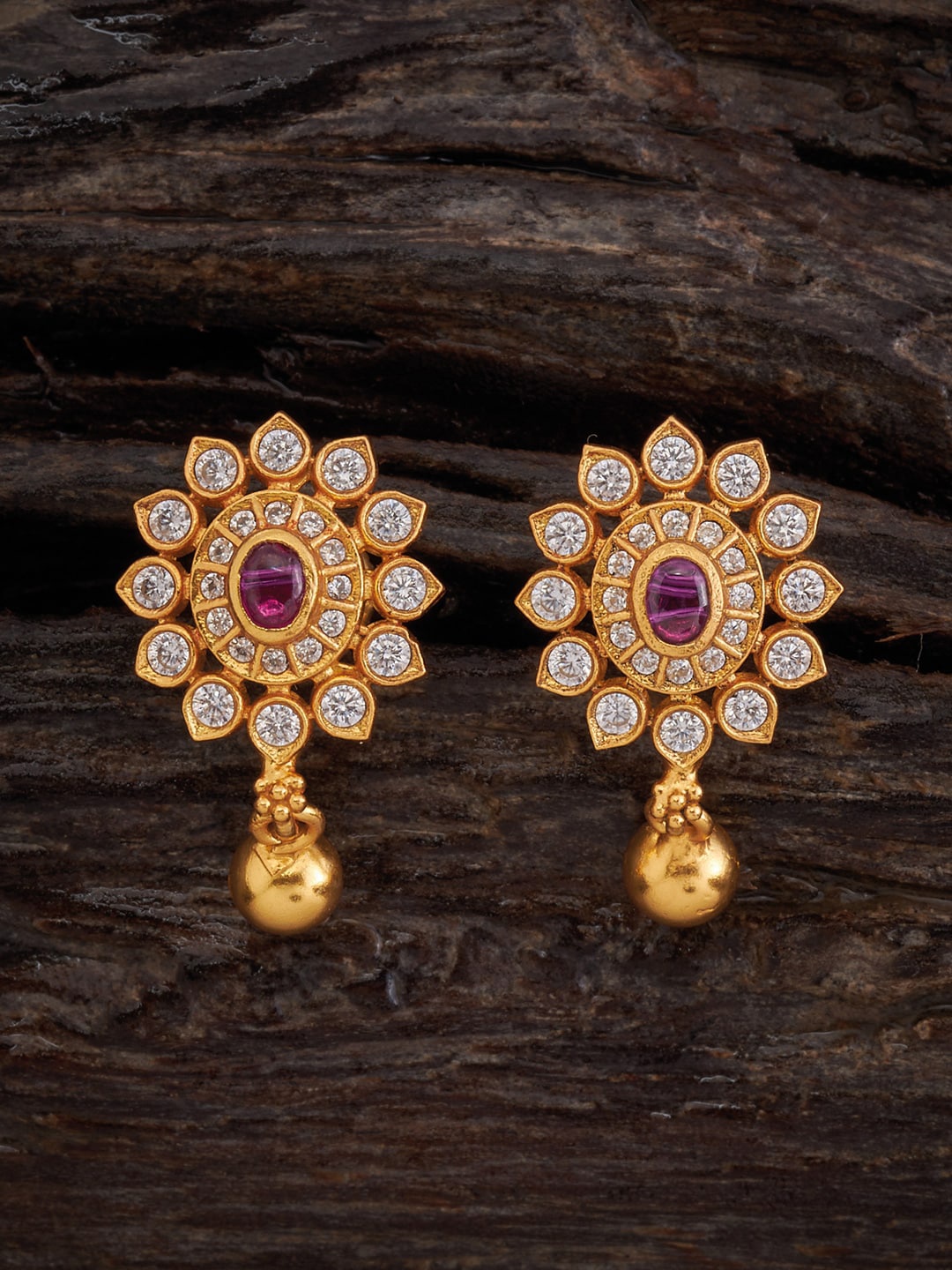

Kushal's Fashion Jewellery Gold-Plated Floral Designed Drop Earrings