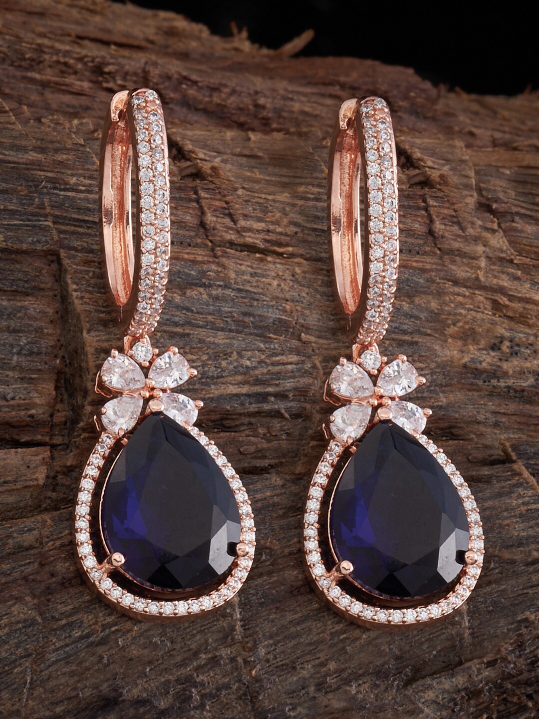 

Kushal's Fashion Jewellery Rose Gold-Plated Teardrop Shaped Drop Earrings