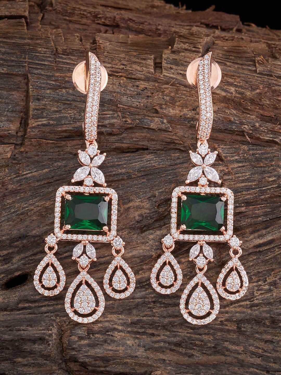 

Kushal's Fashion Jewellery Rose-Gold Plated Contemporary Drop Earrings