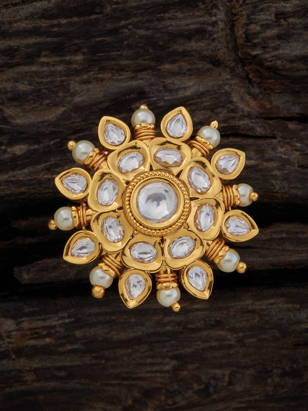 

Kushal's Fashion Jewellery White Kundan Finger Ring