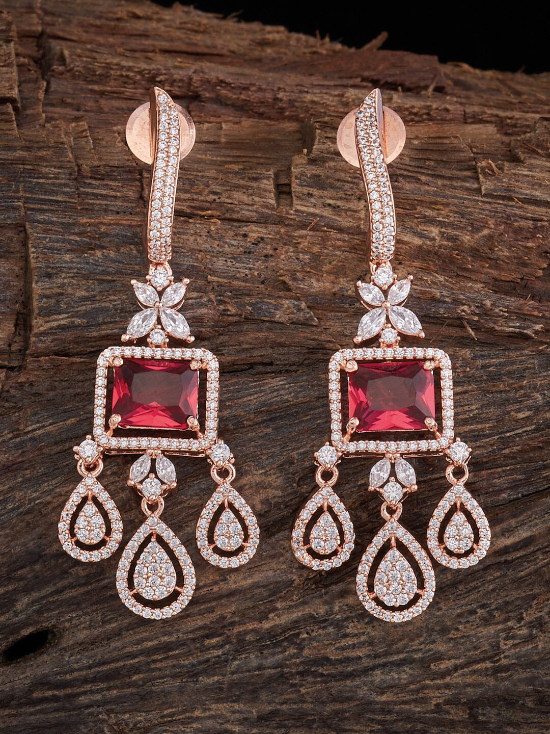 

Kushal's Fashion Jewellery Rose Gold-Plated Contemporary Drop Earrings